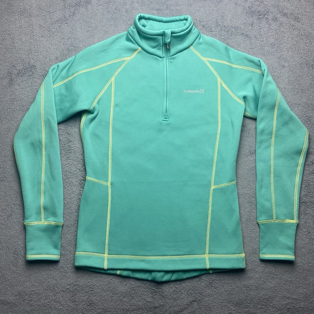 Avalanche Outdoor Apparel Pullover Womens Small Green 1/4 Zip Fleece Thermal